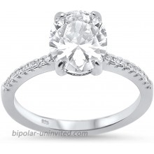 Sterling Silver Oval Cut Cubic Zirconia Engagement Ring Sizes 5-10 CHOOSE your Color! |