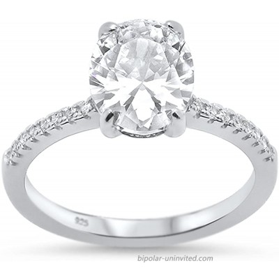Sterling Silver Oval Cut Cubic Zirconia Engagement Ring Sizes 5-10 CHOOSE your Color! |