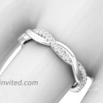 Sterling Silver Petite Twist Full Eternity Ring Simulated Diamond Interwind Wedding Band Matching Ring For women