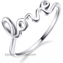 Sterling Silver Simple Love Script Ring Thin Band Promise Ring