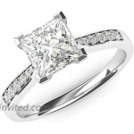 Sterling Silver Solitaire 1.5ct Simulated Princess Cut Diamond Engagement Ring with Side Stones Promise Bridal Ring |