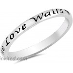 True Love Waits Heart Script Ring .925 Sterling Silver Promise Band Sizes 3-10