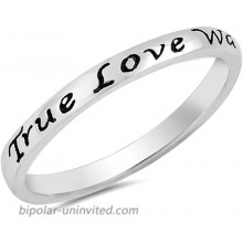 True Love Waits Heart Script Ring .925 Sterling Silver Promise Band Sizes 3-10