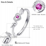 TUGHRA Angels Wing Ring 925 Sterling Silver Cubic Zirconia Heart Promise Ring Adjustable Open Ring Jewelry for Women