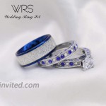 wedding ring set Two Rings His Hers Couples Matching Rings Women's 2pc White Gold Filled Heart CZ Wedding Engagement Ring Bridal Sets Men's Stainless Steel Wedding Band