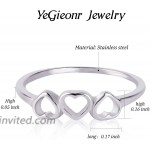 YeGieonr Heart Rings for Women Stainless Steel Cute Simple Rings Dainty Love Heart Band Stacking Promise Ring Valentine Gift for her