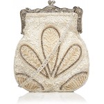 Dollie Vintage Inspired Hand Beaded Flapper Purse in Cream