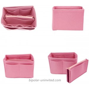 Felt Purse Organizer Insert with Zipper Multi-Pocket Handbag Shaper Perfect for Speedy Neverfull Tote Multi Sizes Medium Pink