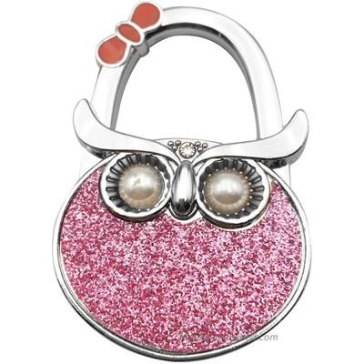 Grtdrm Cute Owl Premium Foldable Handbag Bag Purse Hanger Table Hook Holder Pink