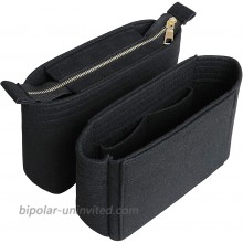HyFanStr Felt Insert Bag Organizer with Zipper Small Handbag Purse Organizer Tote Liner Pouch for Women 2 Pcs Set Black