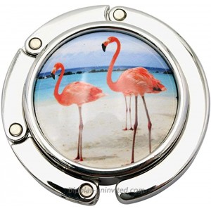 Reizteko Purse Hook Ceramics Flamingo Bird Foldable Handbag Purse Hanger Hook Holder for Tables # 2