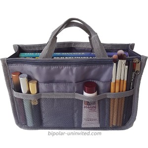 RW Collections Handbag Organizer Liner Sturdy Nylon Purse Insert Medium Grey