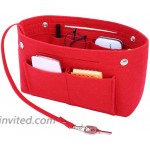 SHINGONE Felt Purse Organizer Insert Handbag Organizer for Tote Bag in Bag Organizer with Keychain 7 Colors-Red Large
