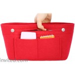 SHINGONE Felt Purse Organizer Insert Handbag Organizer for Tote Bag in Bag Organizer with Keychain 7 Colors-Red Large