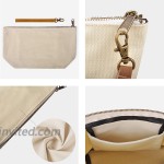 Vercord Canvas Handbag Purse Organizer Travel Makeup Cosmetics Pouch Clutch Bag Zipper Closure Handle Beige
