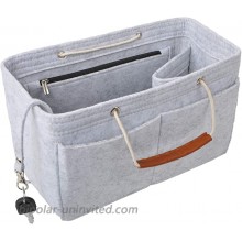 Vercord Felt Handbag Insert Purse Organizers Bag Tote with Handle for Neverfull Speedy Women Light Grey Medium