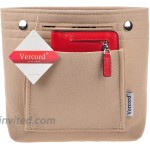 Vercord Mini Slim Small Felt Purse Organizer Insert Inside Handbag Tote Pocketbook for Women Beige