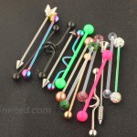 14G 8-17PCS 38mm Stainless Steel Industrial Barbell Ear Cartilage Helix-Conch Piercing Bar 1 1 2 Inch…