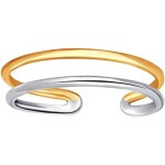 14K White And Yellow Gold Double Bar Cuff Style Adjustable Toe Ring