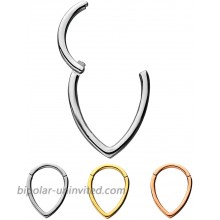 16G Tear Drop Stainless Steel Hinged Segment Ring for Septum Lip Eyebrow and Ear Piercings Steel