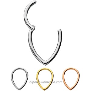 16G Tear Drop Stainless Steel Hinged Segment Ring for Septum Lip Eyebrow and Ear Piercings Steel