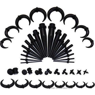 52 PCS Ear Stretching Kit Acrylic Plastics Ear Gauges Expander Set Silicone Tunnels Body Piercing Jewelry Crescent Shaped Spiral Buffalo Tape Set