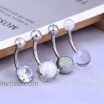 Anicina 14G Belly Button Rings Surgical Stainless Steel Belly Rings 10mm Belly Bar Piercing Navel Piercing Jewelry 8pcs