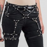 Asooll Punk Leather Body Harness Waist Chain Belly Body Chain Leg Thigh Garter Beach Bikini Fashion Party Nightclub Body Accessories for Women and Girls b173