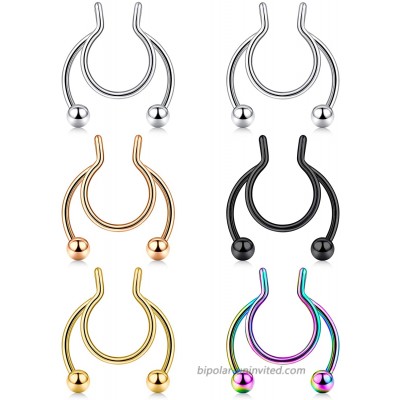 AVYRING Fake Septum Nose Rings Hoop Silver Gold Non Piercing Clip On Faux Nose Hoops Ring Piercing Jewelry for Women Men