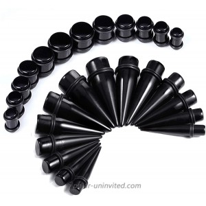 BodyJ4You 24PC Big Gauges Kit Ear Stretching 00G-20mm Black Acrylic Tapers Plugs Piercing Set