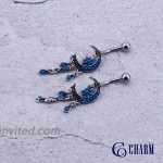 COCHARM Belly Button Rings Surgical Steel Moon and Star Dangle 14G Nave Piercing Jewelry Ring