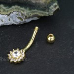 COCHARM Solid 14k Gold Navel Rings Solid Gold Short Navel Rings Piercing Barbell CZ Real Gold Navel Jewelry for Women