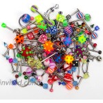 CrazyPiercing Lot of 110PCS Body Jewelry Piercing Eyebrow Navel Belly Tongue Lip Bar Ring