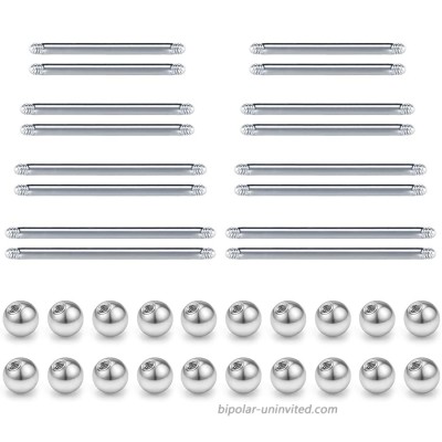 D.Bella Replacement Balls Surgical Steel Straight Bar Body Piercing Jewelry Barbell Parts 14G 12mm 14mm 16mm 18mm Bar Length