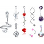 Drperfect 14G Belly Button Rings for Women Belly Rings Navel Rings 316L Surgical Steel Belly Navel Piercing Jewelry