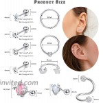 Drperfect 16G Cartilage Earrings Stud Hoop for Women 316L Stainless Steel CZ Stud Earrings Helix Tragus Conch Ear Piercing Jewelry