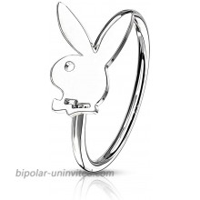 Dynamique Playboy Bunny Top All 316L Surgical Steel 20 Gauge Bendable Hoop Nose Rings Sold Per Piece SteelSilver