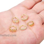 Finrezio 5 Pcs 20G Gold Plated Stainless Steel Nose Ring Hoop Paved CZ Crawler Cartilage Earring Ear Piercing Jewelry 8mm