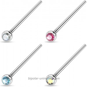 Forbidden Body Jewelry 20g 4-Pack Surgical Steel 2mm Press Fit CZ Fishtail Custom Bend Nose Studs