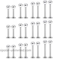 Ftovosyo Labret Barbell 24PCS Monroe Lip Barbell Ring Helix Earring Tragus Cartilage Studs Surgical Steel Piercing Jewelry for Women Men 16G 6mm 8mm 10mm 12mm