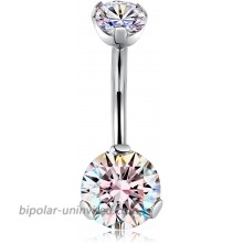 GAGABODY 14G 3 8 inch 10mm Prong Set Double Sparkle AB Gem G23 Titanium Belly Button Navel Piercing Ring