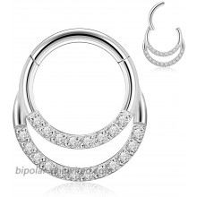 GAGABODY Septum Jewelry 16G Daith Earrings Unique Front Facing CZ Opal Five-Pointed Star Pyramid Shape Steel Seal Design 316L Surgical Steel Septum Piercing Jewelry Nose Ring Helix Tragus Earring