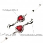 Heart Nipple Chain Noose With Adjustable Silicone Rings Rhinestone Non Piercing Nipple Body Jewelry-red