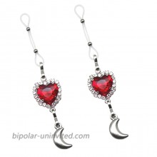 Heart Nipple Chain Noose With Adjustable Silicone Rings Rhinestone Non Piercing Nipple Body Jewelry-red