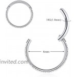 Hinged Nose Ring Hoop 316L Surgical Steel Septum Jewelry with Clear Gems or Opal Aesthetic Hypoallergenic Non-Tarnish Piercing Available in 18G 16G 6mm - 8mm - 10mm Silver - Gold - Rose Gold