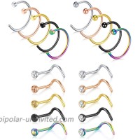 Incaton 18G Nose Rings 24pcs 18G 316L Surgical Stainless Steel Body Jewelry Piercing Nose Hoop Ring and Screw Ring