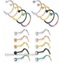 Incaton 18G Nose Rings 24pcs 18G 316L Surgical Stainless Steel Body Jewelry Piercing Nose Hoop Ring and Screw Ring