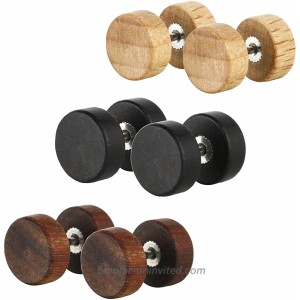 JewelrieShop Fake Plugs Wood Stud Earrings Fake Gauge Natural Wood Cheater Plugs Faux Gauges Earrings for Men Women 8-10mm 17 Gauges