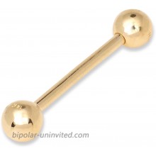 JewelryWeb Solid 14k Gold 14G 5mm Ball Straight Barbell Internally Threaded Tongue Ring yellow-gold