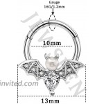 Jewseen Clear Gem Vampire Bat Halloween Hinged Segment Ring Tear CZ Daith Earring Helix Tragus Cartilage Piercing Jewelry